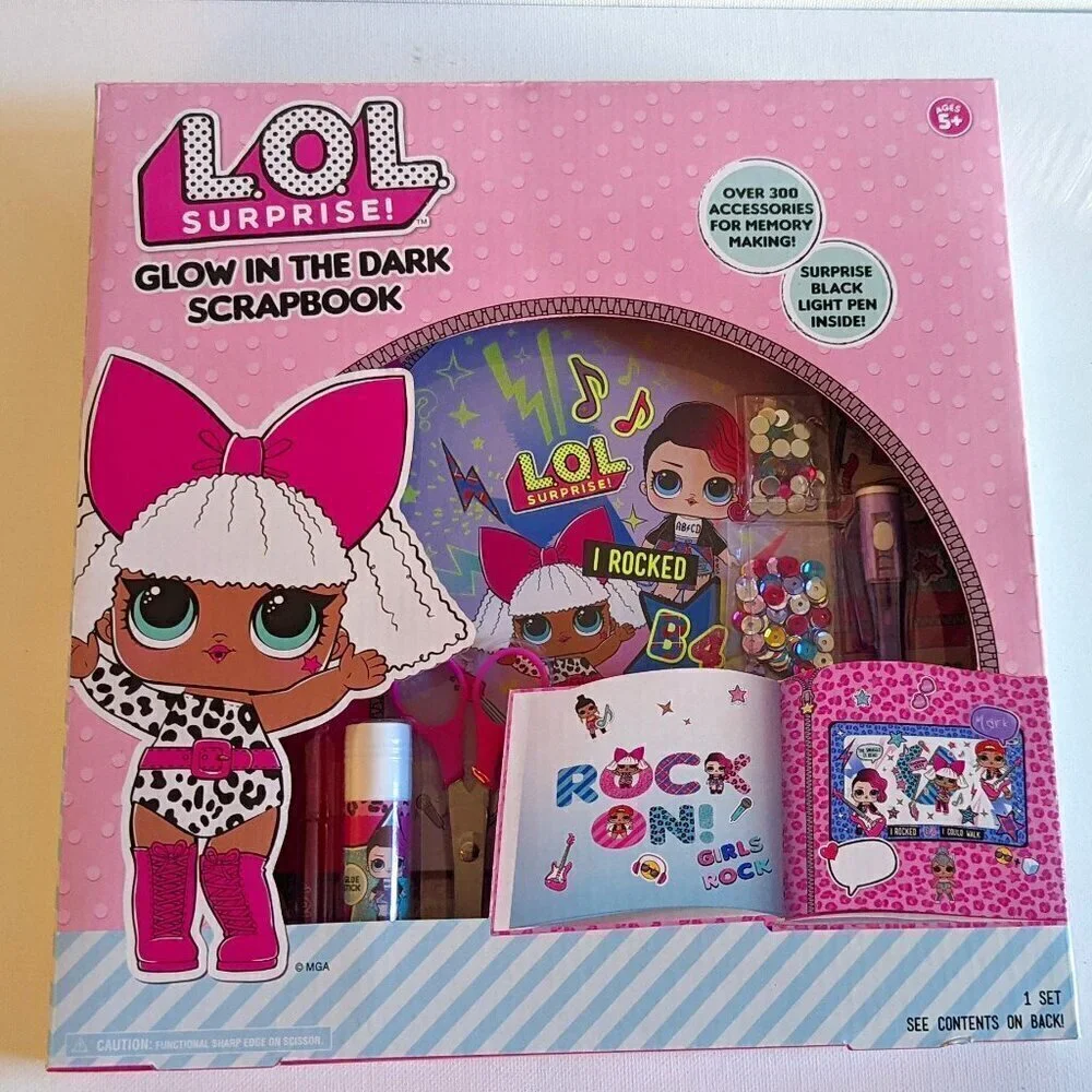 NWT LOL Surprise! Glow in Dark Scrapbook Stickers GITD Pink L.O.L. Easter Crafts